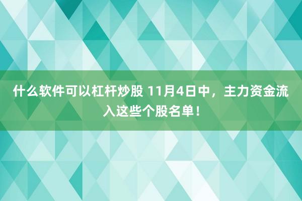 什么软件可以杠杆炒股 11月4日中，主力资金流入这些个股名单！