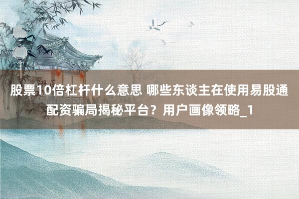股票10倍杠杆什么意思 哪些东谈主在使用易股通配资骗局揭秘平台？用户画像领略_1